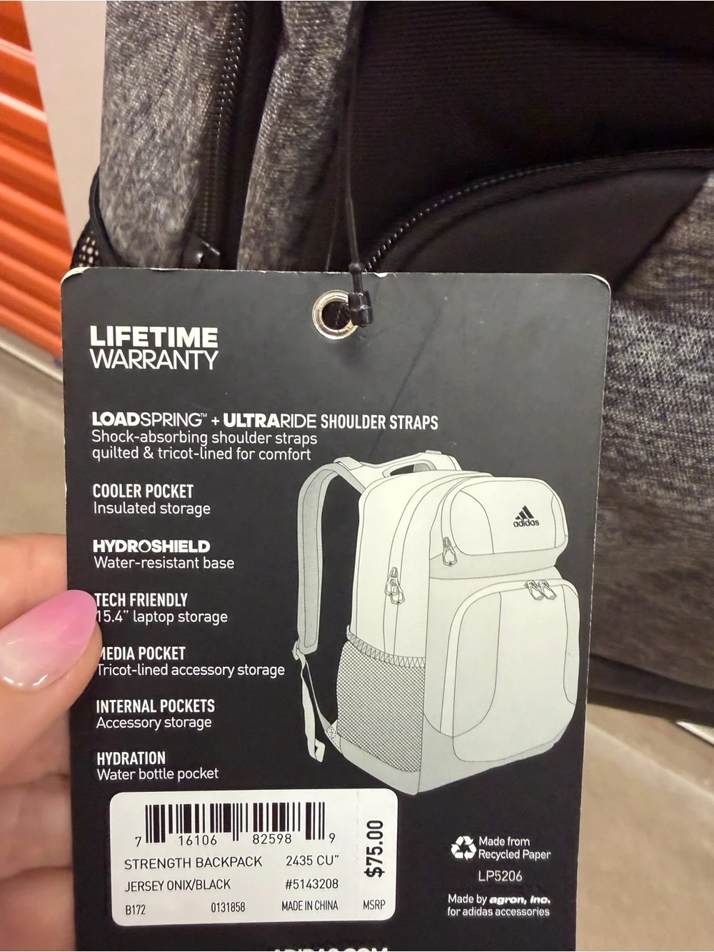 NWT Adidas Strength |||  Men's Grey and Black Backpack